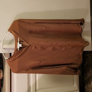 Orange Checkered Long Sleeve Shirt